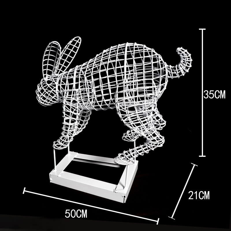 跳躍的不銹鋼鏤空兔子雕塑