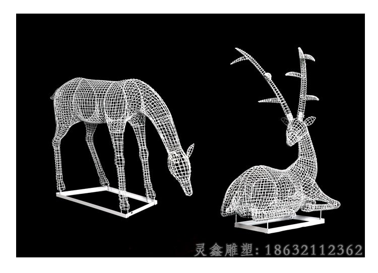 別墅住宅區(qū)鏤空鹿不銹鋼雕塑