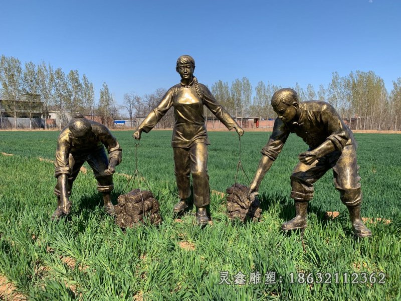 割稻子公園景觀銅雕