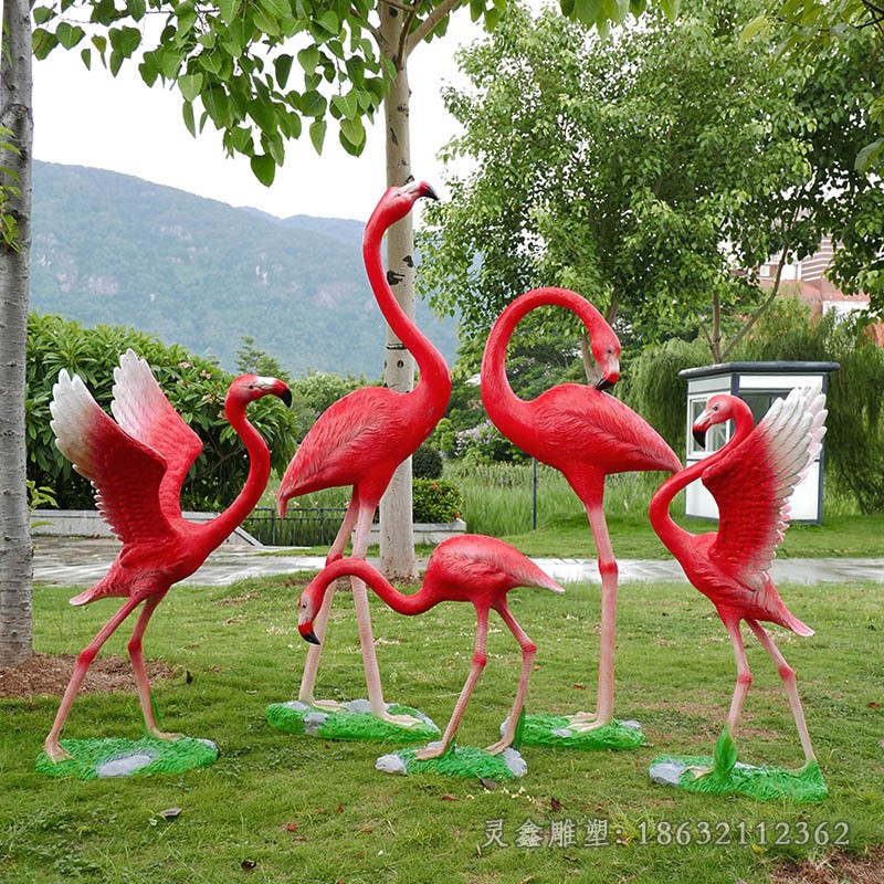 火烈鳥動(dòng)物公園不銹鋼雕塑