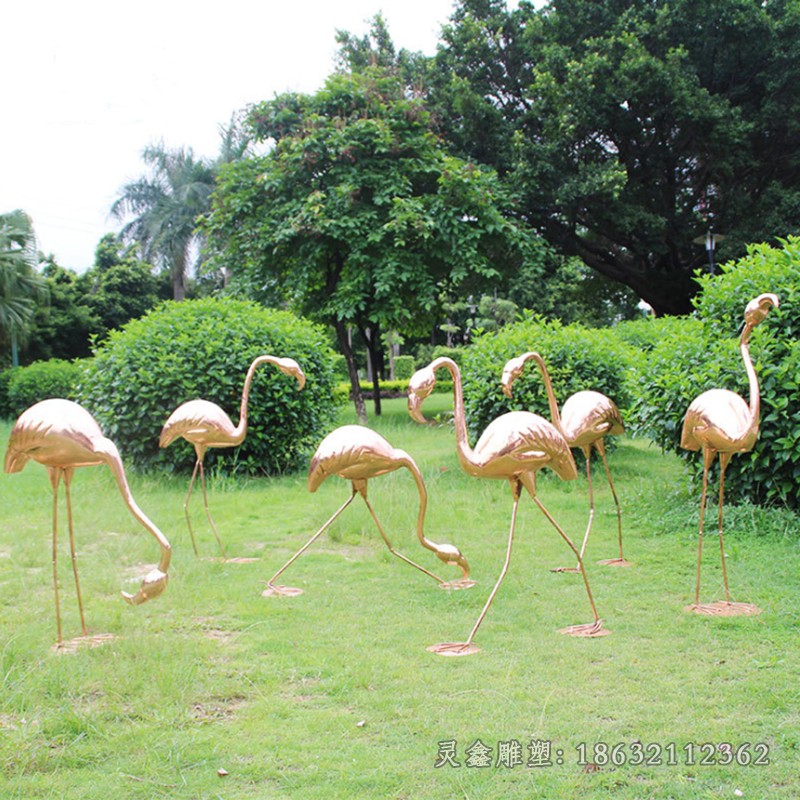 不銹鋼火烈鳥動物景觀雕塑