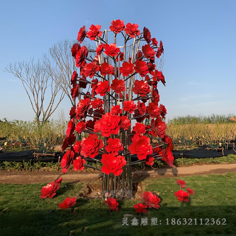 不銹鋼彩繪花公園景觀雕塑