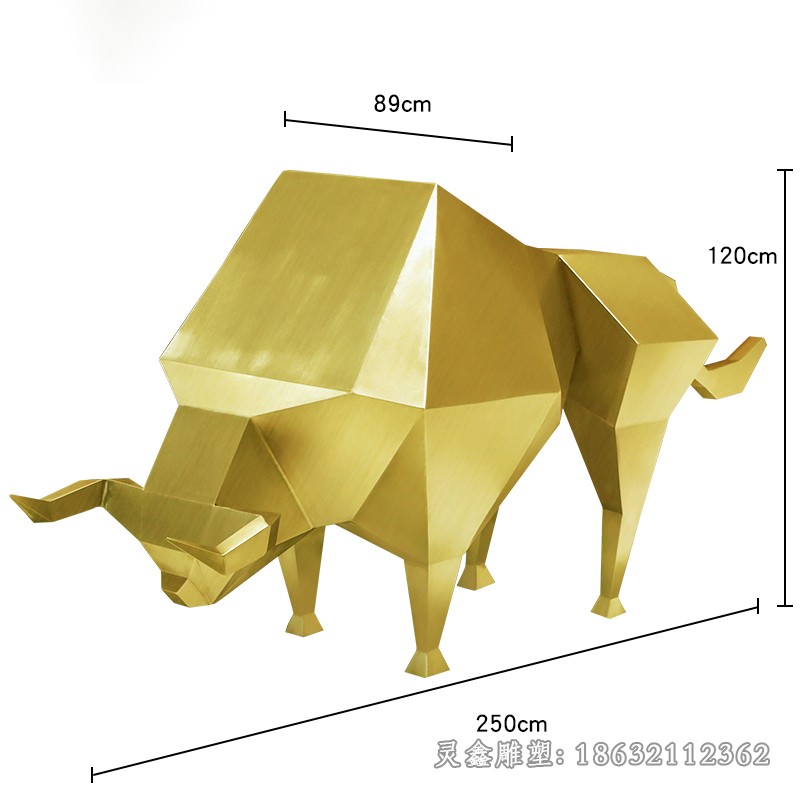 不銹鋼鈦金華爾街牛城市雕塑