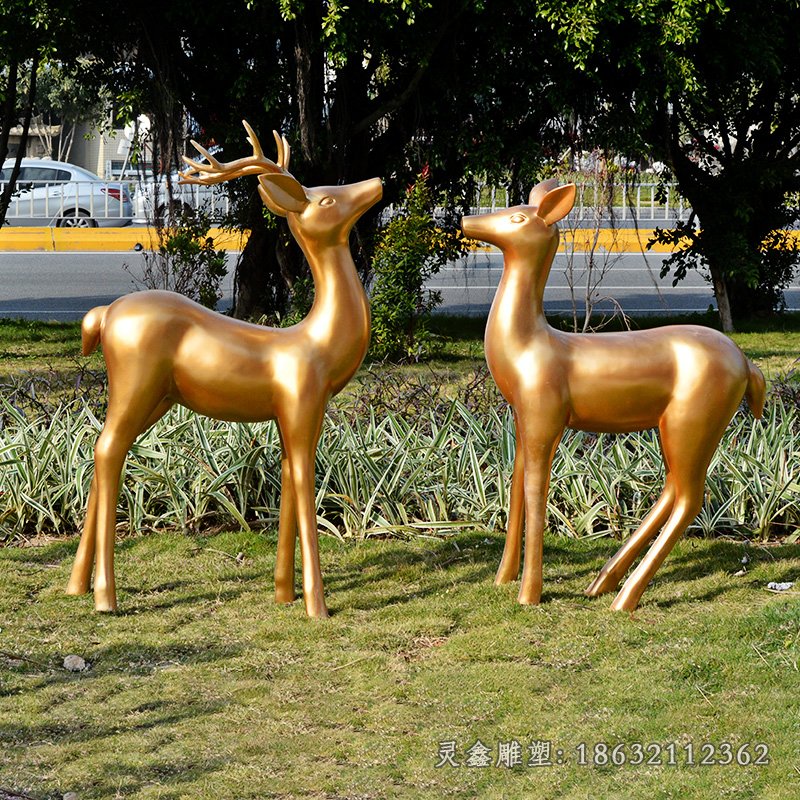 公園金鹿動物景觀銅雕