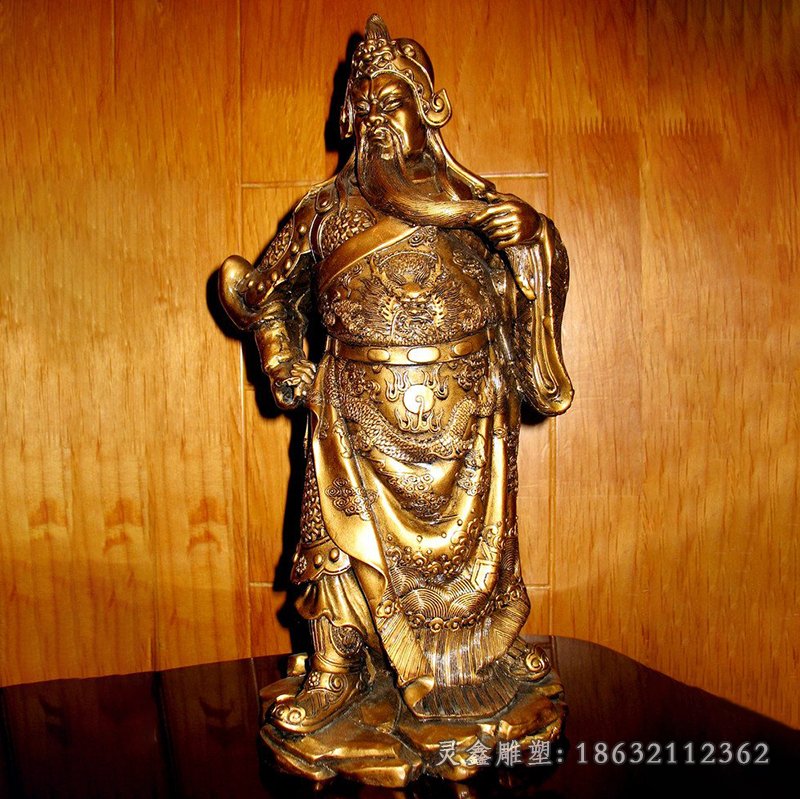 捋胡子關(guān)公銅雕，古代名人銅雕