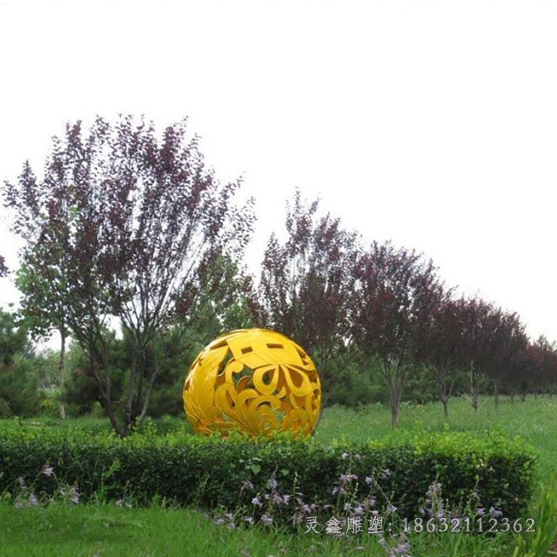 創(chuàng)意彩繪鏤空球公園景觀雕塑