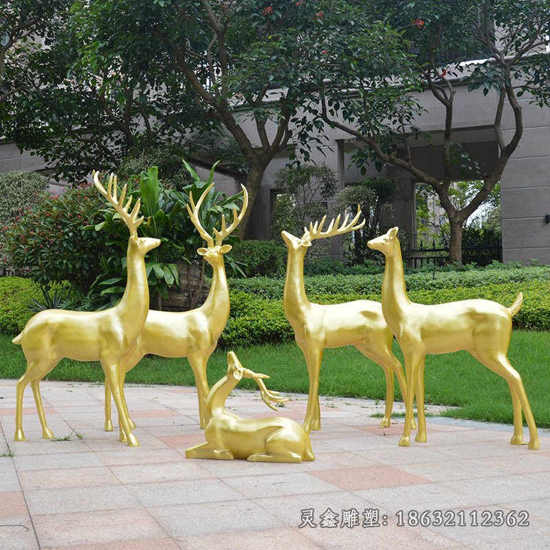 庭院福鹿動物景觀銅雕