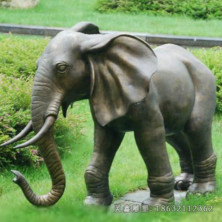 草坪大象動物景觀銅雕