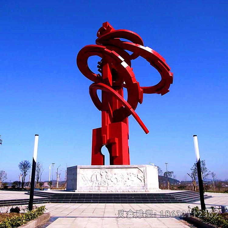 不銹鋼抽象彩繪公園標(biāo)志雕塑