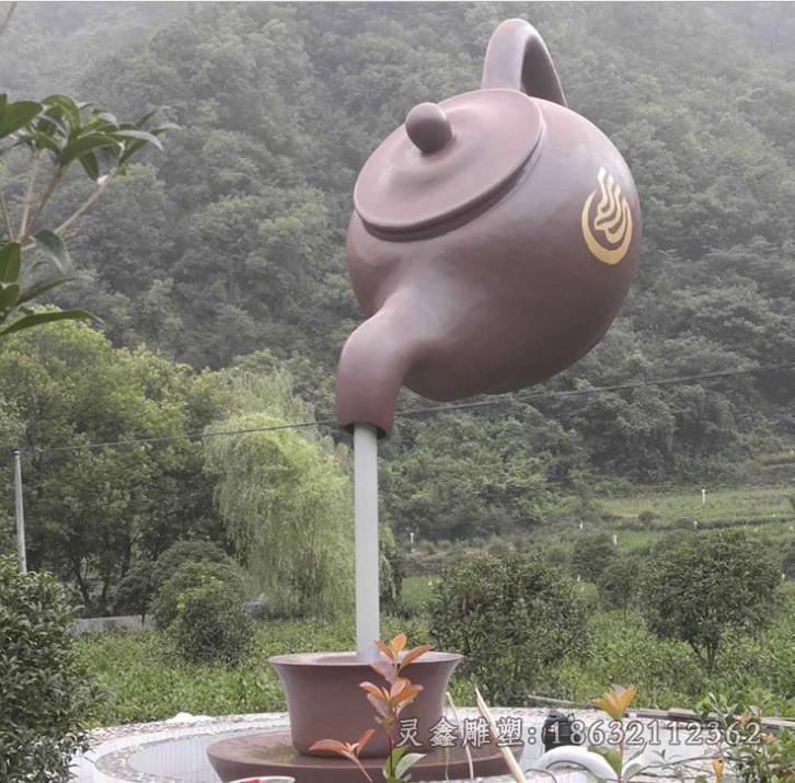 不銹鋼抽象茶壺景觀雕塑