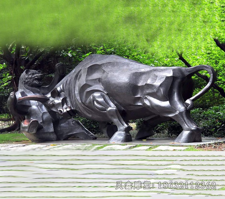 抽象牛動物不銹鋼雕塑