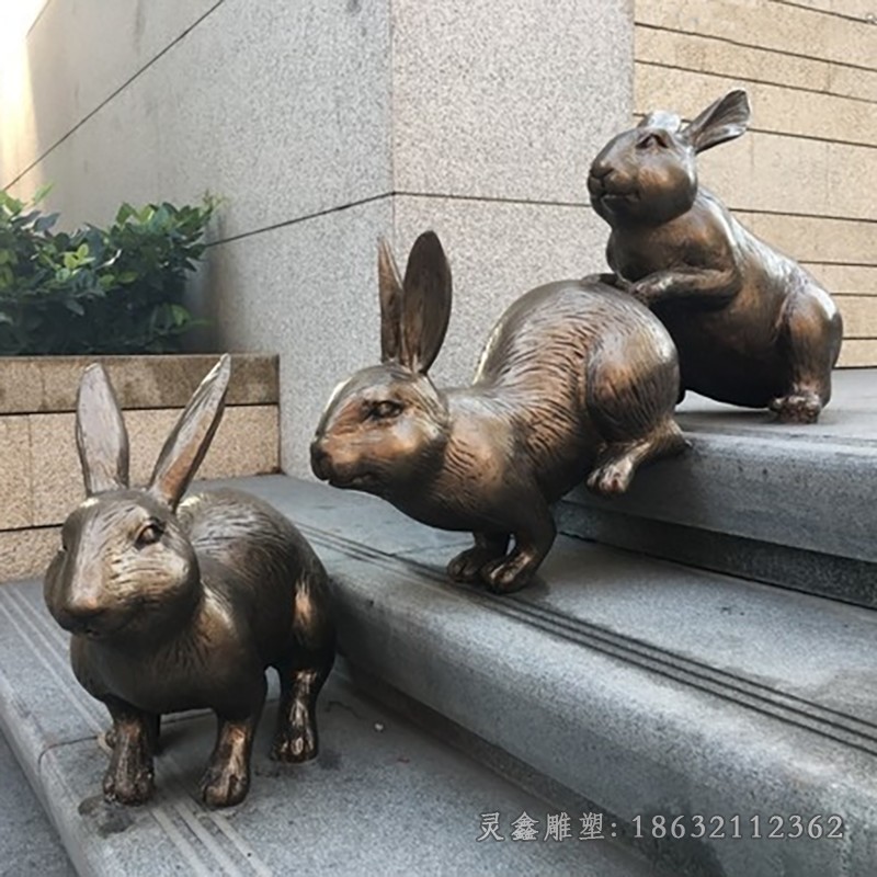 奔跑兔子景觀動物銅雕