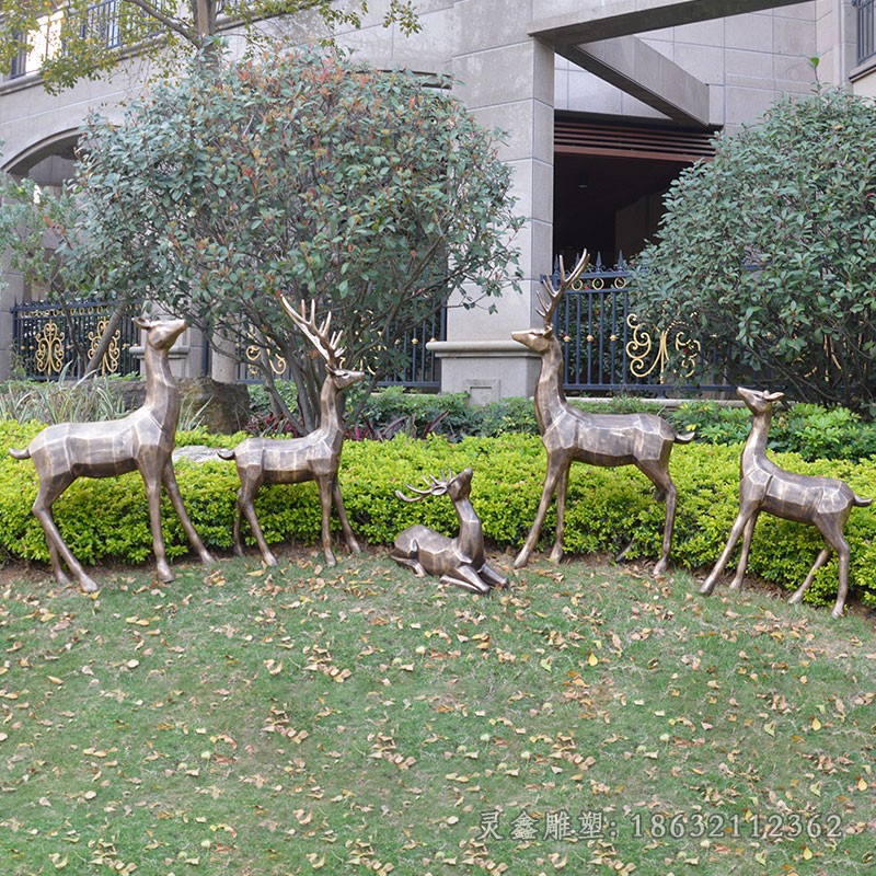 群鹿動物景觀城市銅雕