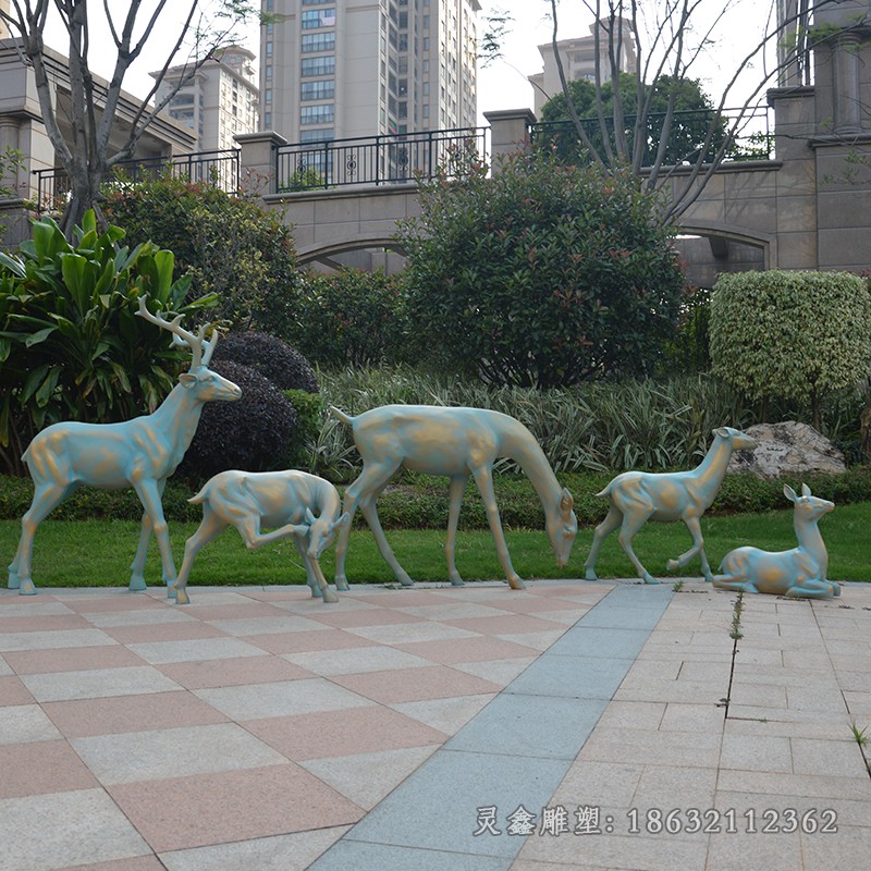 青銅小鹿動物景觀銅雕