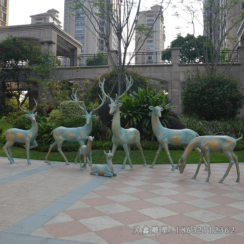 青銅小鹿動物景觀銅雕