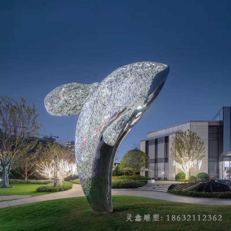 鏤空海豚城市不銹鋼雕塑