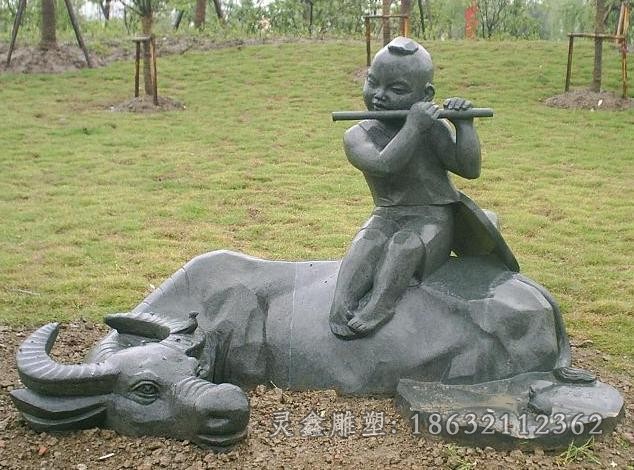 牧童騎牛校園景觀銅雕