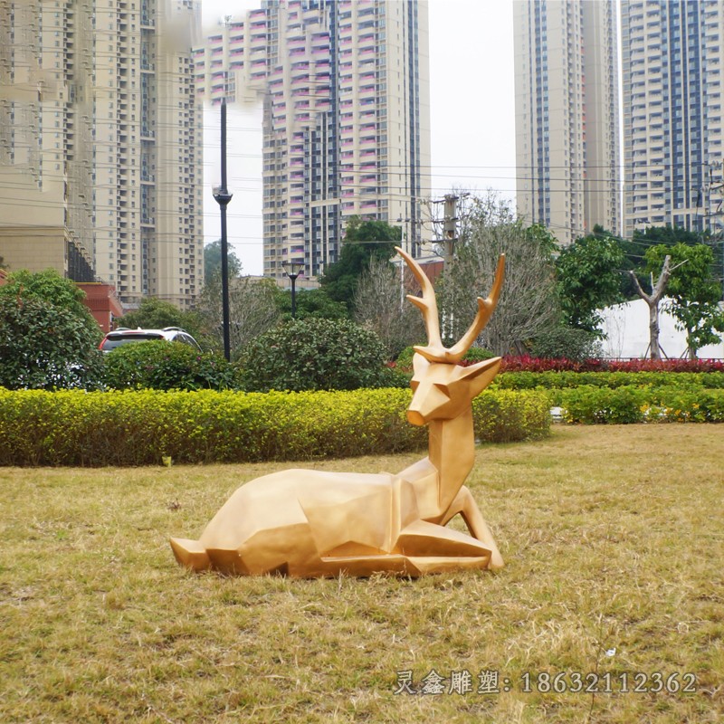 臥姿小鹿動物景觀銅雕