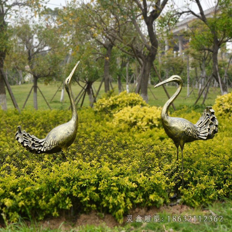 抽象仙鶴公園景觀銅雕