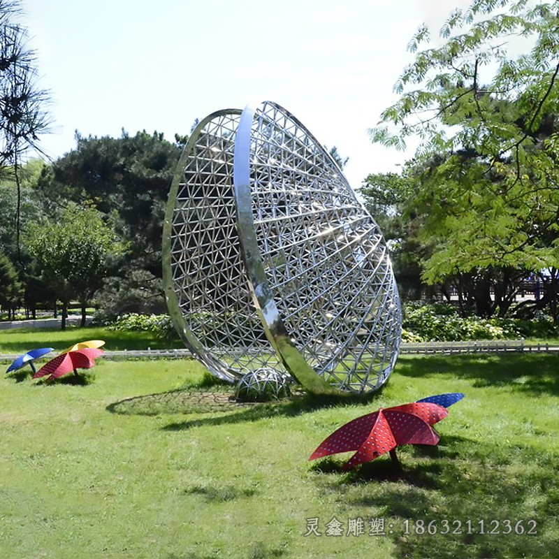 不銹鋼鏤空扇貝城市雕塑