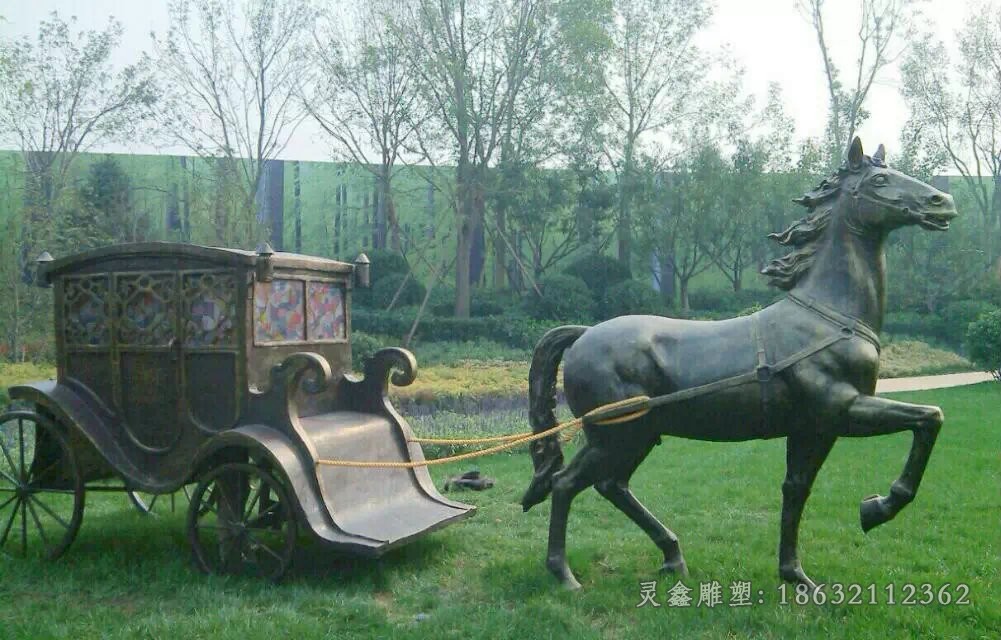 古代馬車園林景觀銅雕