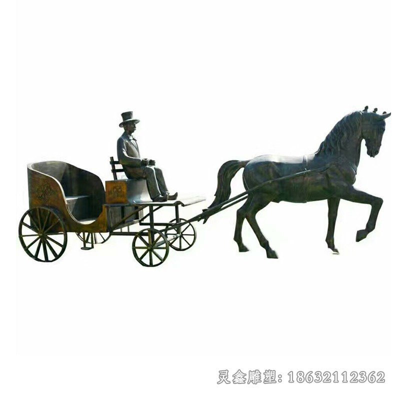 西方人物坐馬車標(biāo)志銅雕