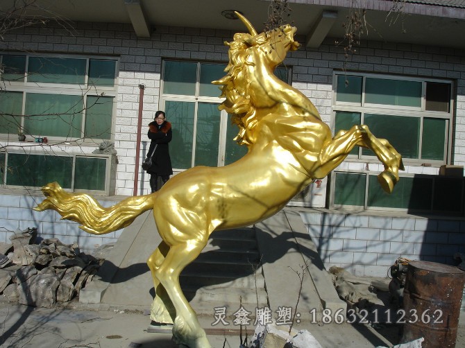 奔騰馬庭院動物銅雕