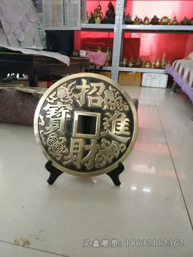 抽象古代銅錢標(biāo)志銅雕