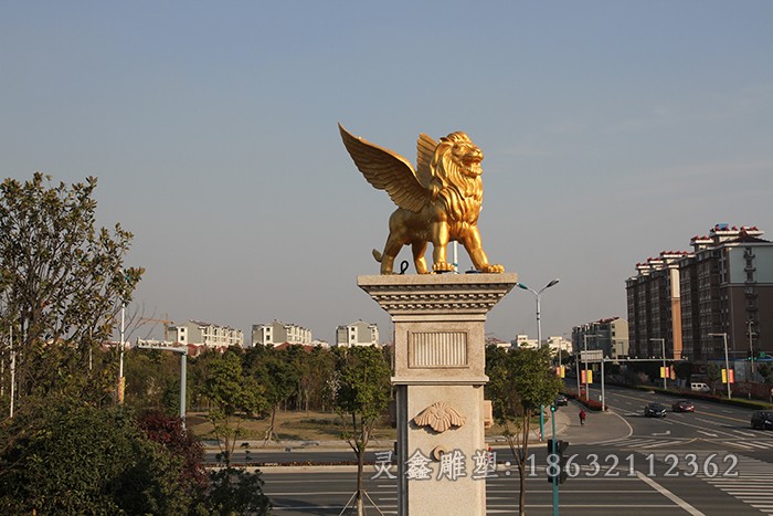 展翅獅子戶外景觀銅雕