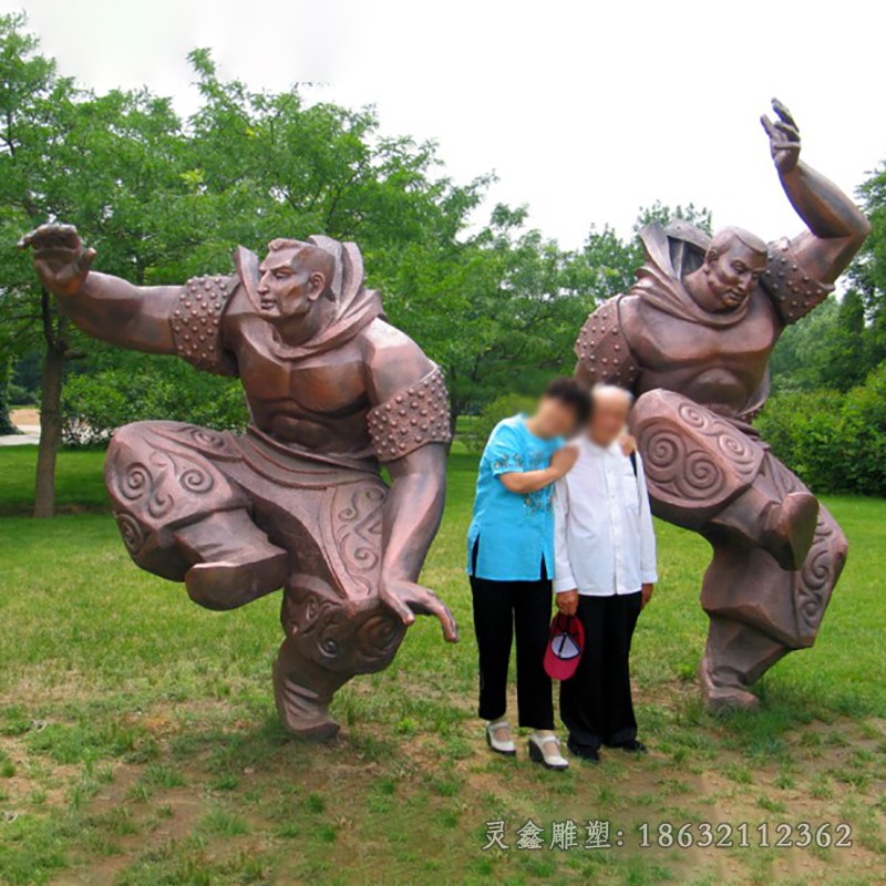 摔跤人物校園景觀銅雕