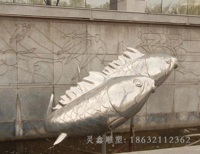 不銹鋼動(dòng)物魚街邊雕塑