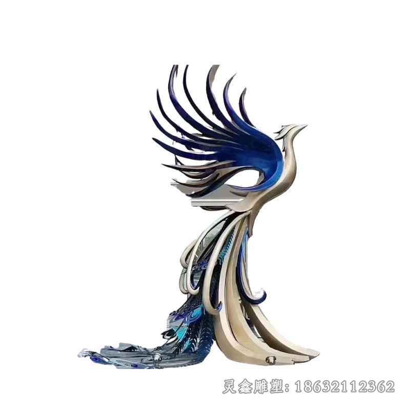 不銹鋼神獸鳳凰抽象雕塑