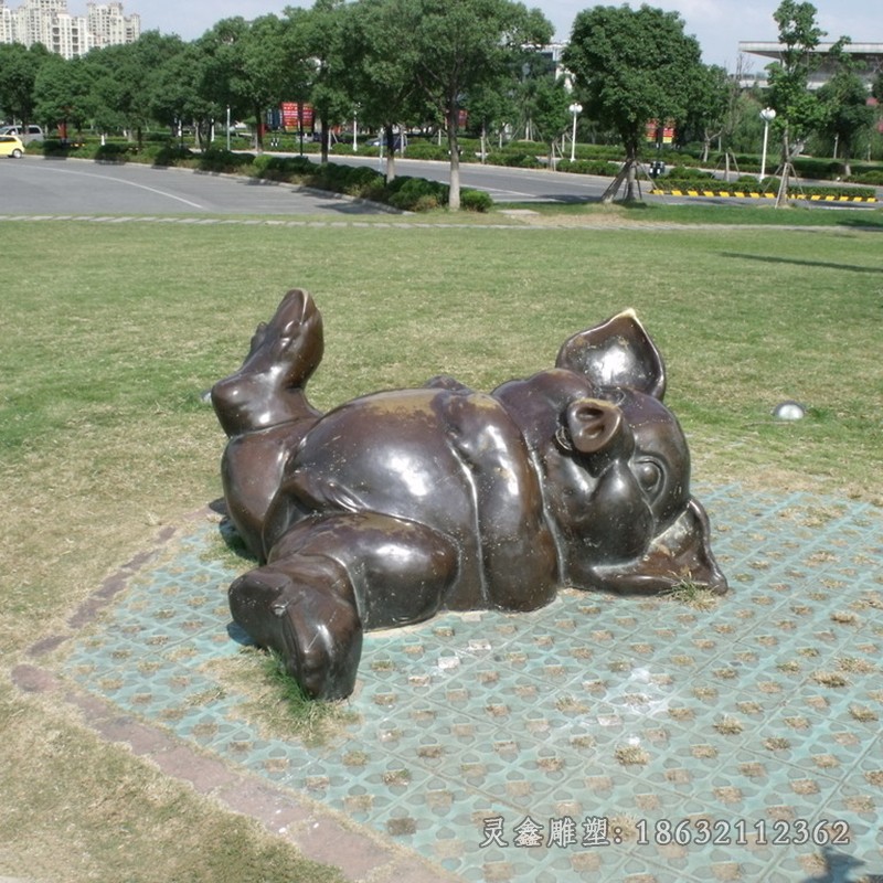 生肖豬動物校園銅雕