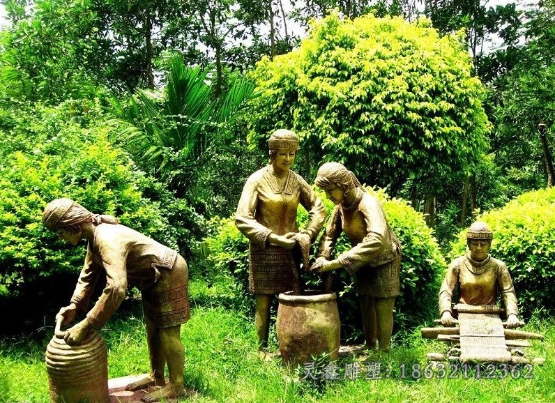 少數(shù)民族人物公園銅雕